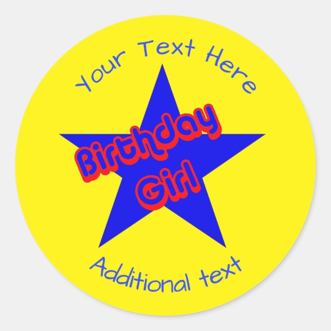 Birthday Girl Cute Personalized  Classic Round Sticker (Front)