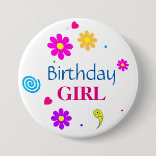 Birthday Girl Decorative Round Button