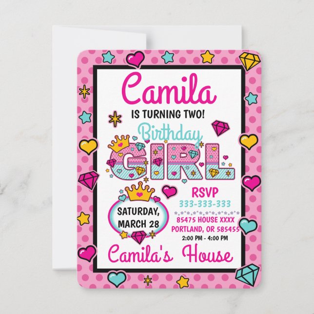Birthday Girl Doll | Custom designs Invitation (Front)