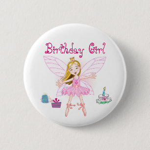 Birthday Girl Fairy Ballerina 2 Inch Round Button