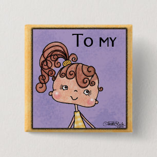 Birthday Girl for Goddaughter-Yellow Gingham 2 Inch Square Button