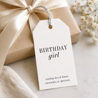 Birthday Girl Gift Tags | White Present Hang Tag