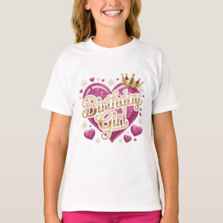 Birthday Girl Glitter Heart T-Shirt