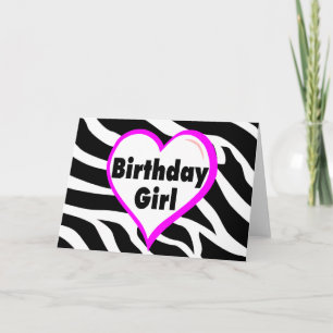 Birthday Girl (Heart Zebra Stripes) Card