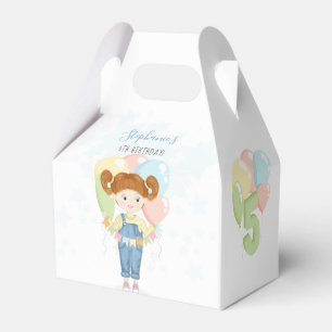 Birthday Girl in Overalls Redhead Favor Box