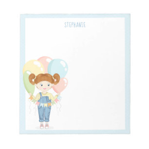 Birthday Girl in Overalls Redhead  Notepad