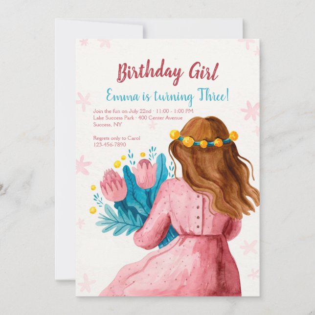 Birthday Girl in Pink Invitation (Front)