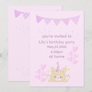 Birthday girl Invitation customizable card
