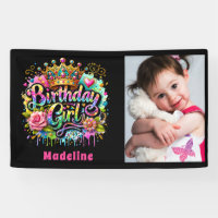 Birthday Girl Kids Pink Teal Graffiti Photo 
