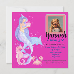 Birthday Girl Mermaid theme Invitation