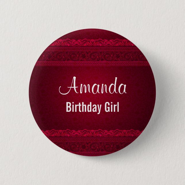 Birthday Girl Mysterious Dark Red Background 2 Inch Round Button (Front)
