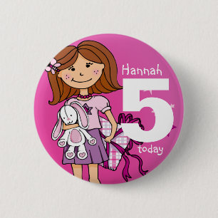 Birthday girl name and age button / badge