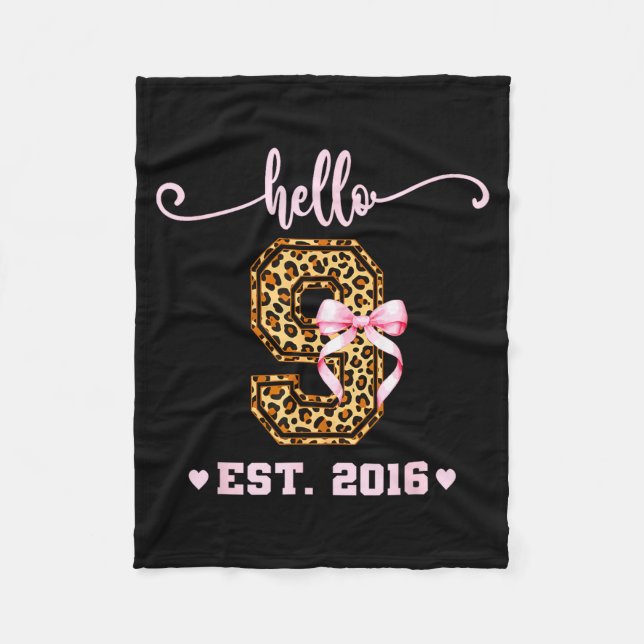 Birthday Girl Nk Coquette Bow Hello 9 Year Old Aes Fleece Blanket (Front)