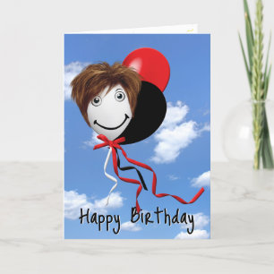 Birthday Girl On Party Balloon  Card