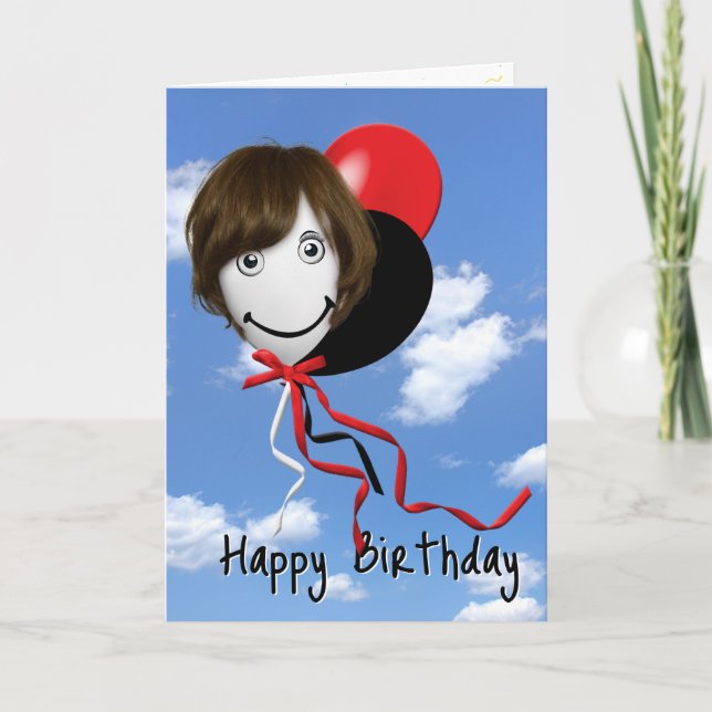 Birthday Girl On Party Balloon  Card (Front)