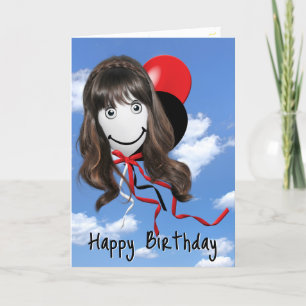 Birthday Girl On Party Balloon   Card