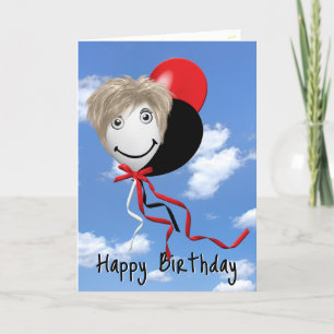 Birthday Girl On Party Balloon Card