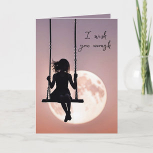 Birthday Girl On Swing With Moon Card