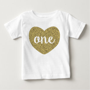 Birthday Girl One Gold Faux Glitter Shirt