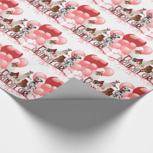 Birthday Girl Pack of Dogs in Pink and Red Wrapping Paper