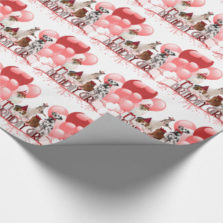 Birthday Girl Pack of Dogs in Pink and Red Wrapping Paper