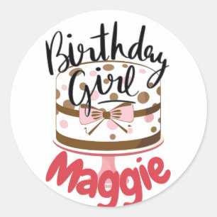 Birthday Girl Personalized Cake Design Sticker