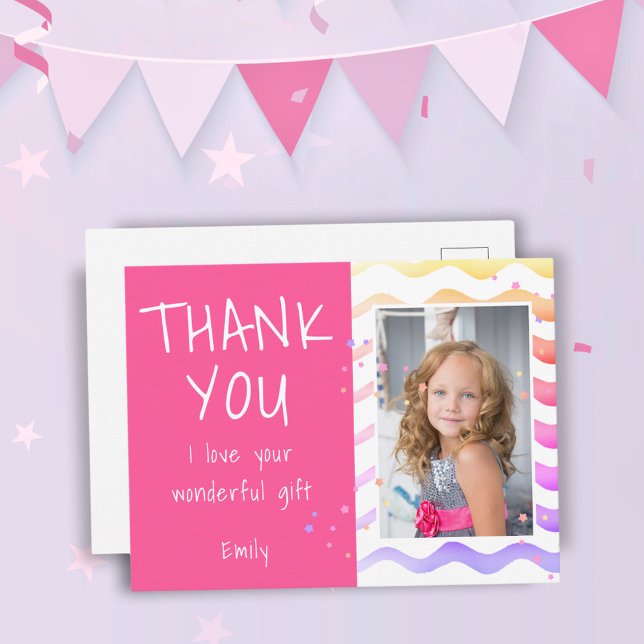 Birthday Girl Photo Thank you Postcard (Creator Uploaded)