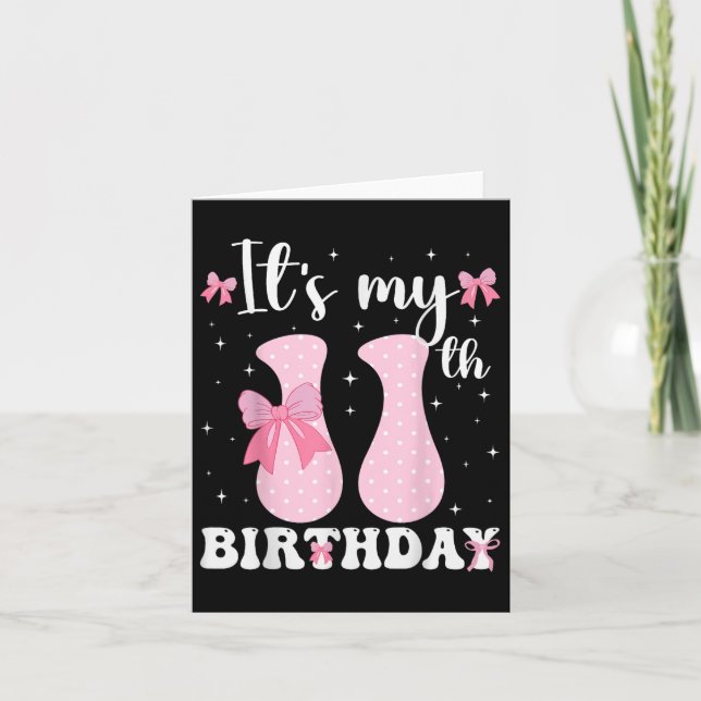 Birthday Girl Pink Coquette Bow 11 Years Old Aesth Card (Front)