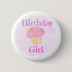 Birthday Girl Pink Cupcake  2 Inch Round Button