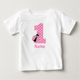 Birthday Girl Pink Ladybug Personalized Dress Baby T-Shirt