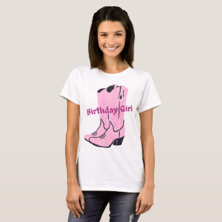 Birthday Girl Pink Sparkle Cowboy Boots Shirt