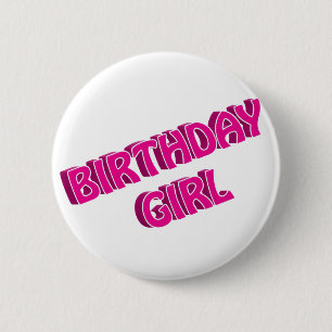 Birthday Girl Pink Text Image 2 Inch Round Button