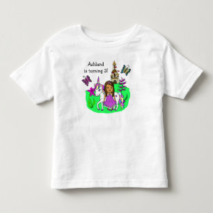 Birthday Girl Princess and Unicorn Age and Name Toddler T-shirt