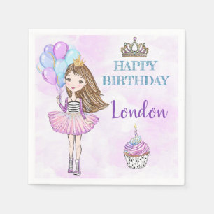 Birthday Girl Princess Lavender Turquoise Gold Napkin