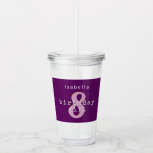 Birthday Girl Purple Personalized Name Age Acrylic Tumbler