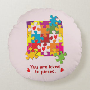 Birthday Girl Puzzle Love to Pieces Round Pillow