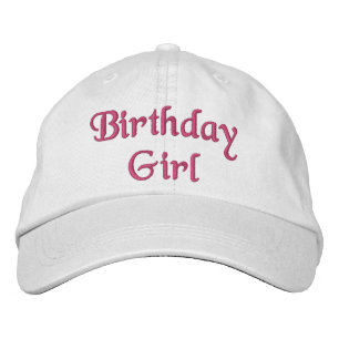 Birthday Girl Quote Typography Pink Celebration Embroidered Hat