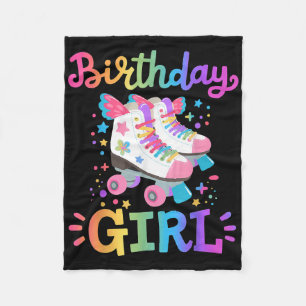 Birthday Girl Rolling Skates Roller Skater Kids Gi Fleece Blanket