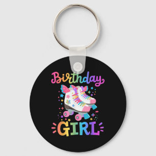 Birthday Girl Rolling Skates Roller Skater Kids Gi Keychain