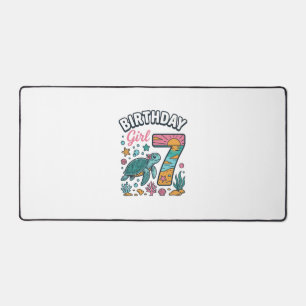 Birthday Girl Sea Turtle 7th Birthday Vector Desig Desk Mat
