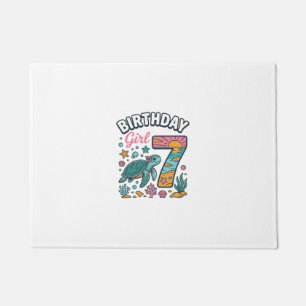 Birthday Girl Sea Turtle 7th Birthday Vector Desig Doormat