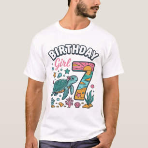 Birthday Girl Sea Turtle 7th Birthday Vector Desig T-Shirt