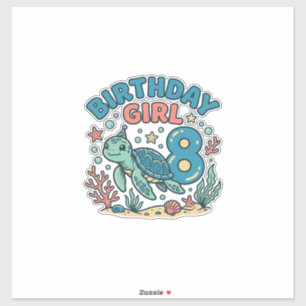 Birthday Girl Sea Turtle 8th Birthday Shirt Design