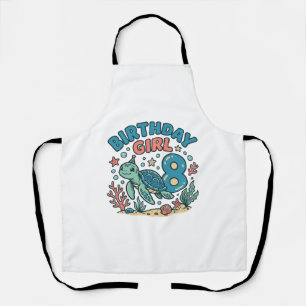 Birthday Girl Sea Turtle 8th Birthday Shirt Design Apron