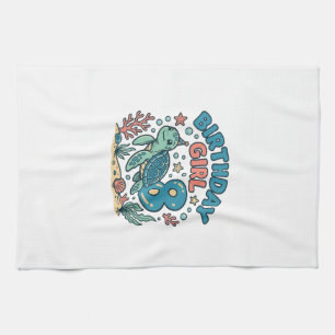 Birthday Girl Sea Turtle 8th Birthday Shirt Design Kitchen Towel