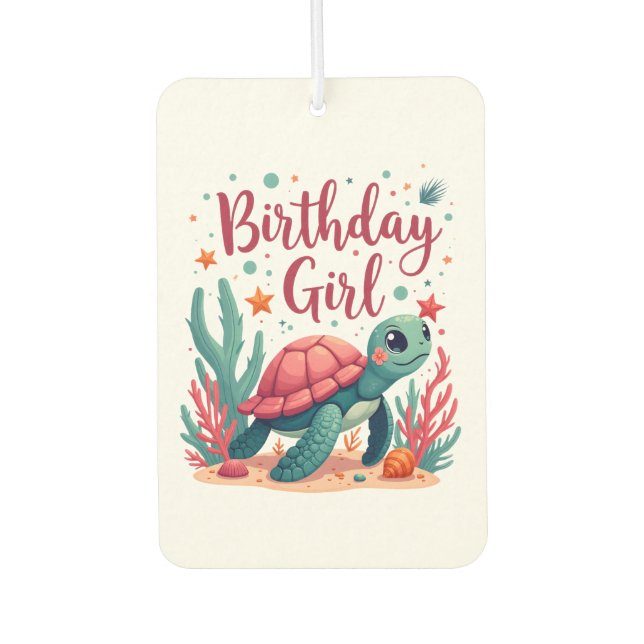 Birthday Girl Sea Turtle Theme Birthday Party Ocea Air Freshener (Front)