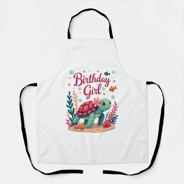 Birthday Girl Sea Turtle Theme Birthday Party Ocea Apron (Front)
