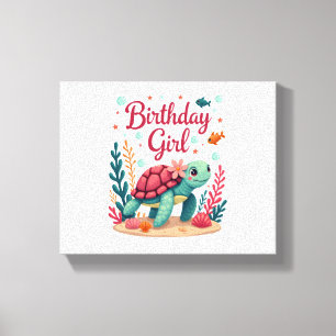 Birthday Girl Sea Turtle Theme Birthday Party Ocea Canvas Print