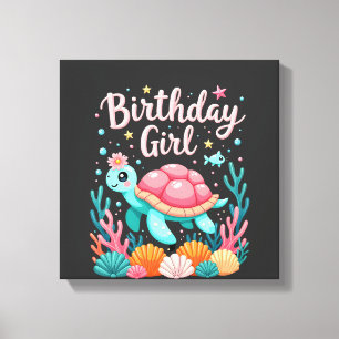 Birthday Girl Sea Turtle Theme Birthday Party Ocea Canvas Print
