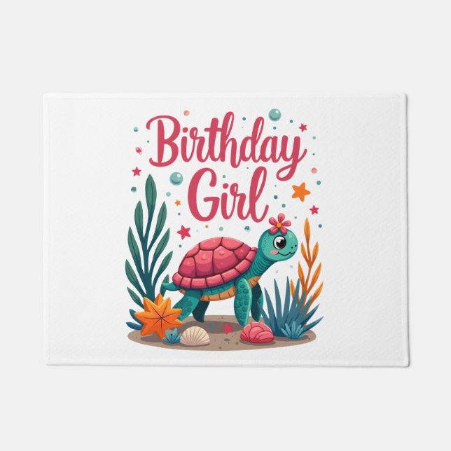 Birthday Girl Sea Turtle Theme Birthday Party Ocea Doormat (Front)